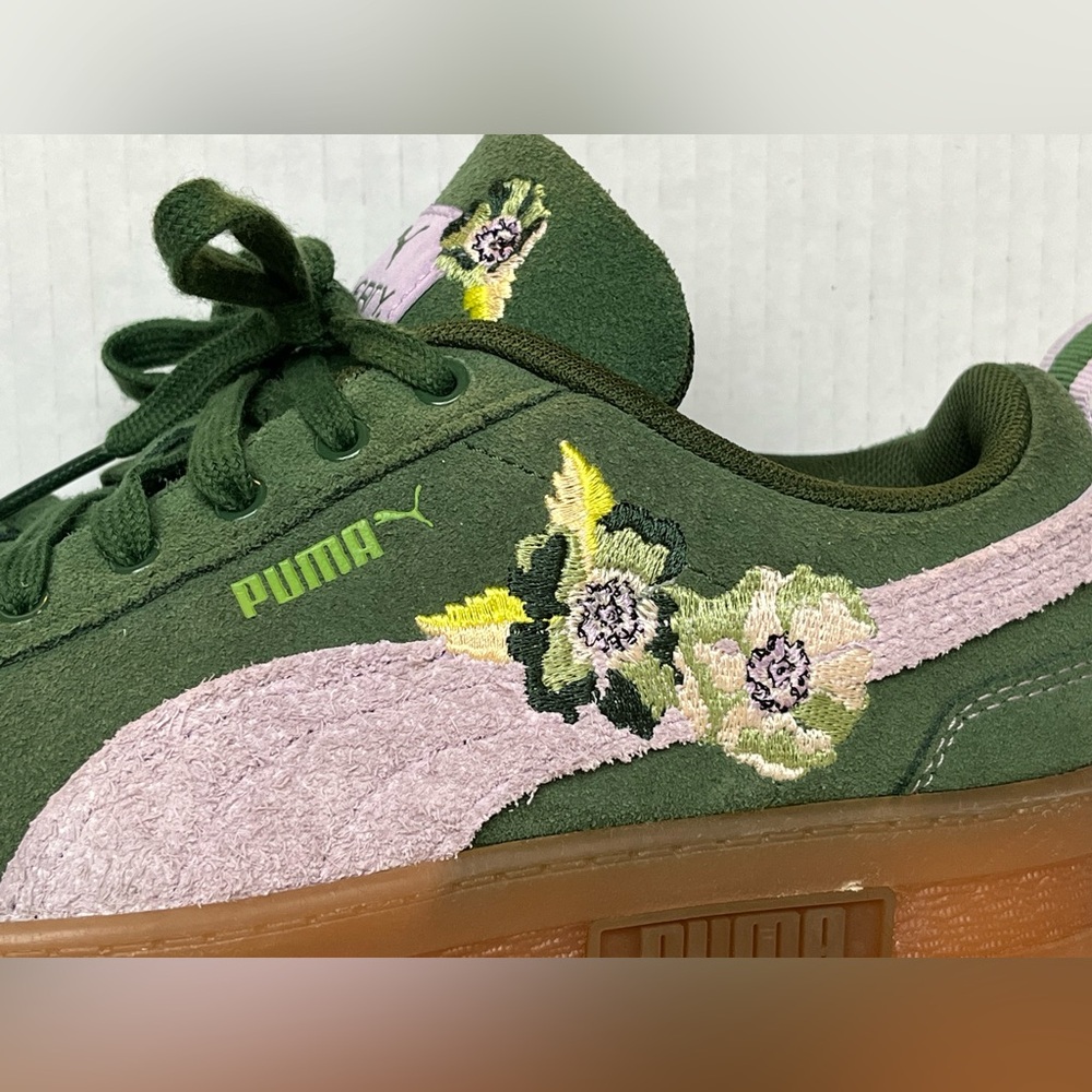 PUMA x Liberty Mayze Platform Sneakers Floral Green Suede Women’s Size 10 - Picture 7 of 10